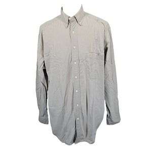 Eddie Bauer Men's Size‎ L Tall White/Brown Gingham Long Sleeve Button-Up Shirt